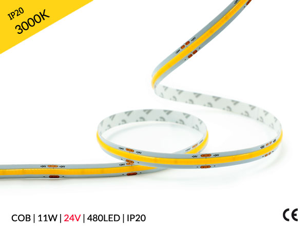 LED pásek COB 24V / 480LED / 11W / 3000K / IP20 / 8mm